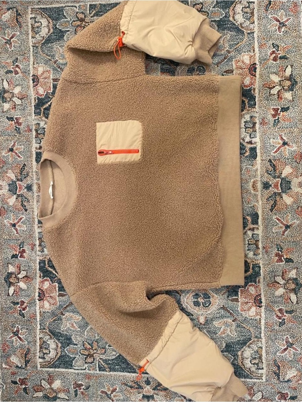 new in Fleece Crewneck Tan and Orange
